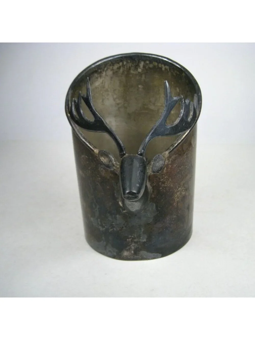 Stag Head Wine Holder Barware Decor Silver Plated Farmhouse Rustic READ